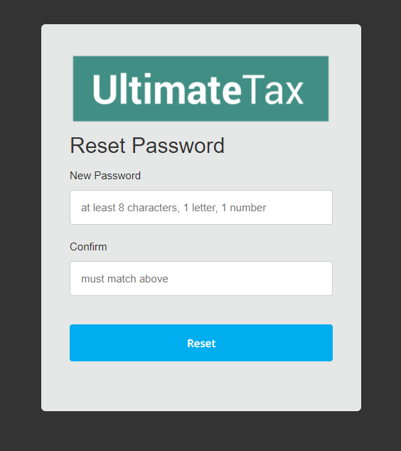 Resetting MyUltimateTax/Customer Portal Password UltimateTax Solution Center