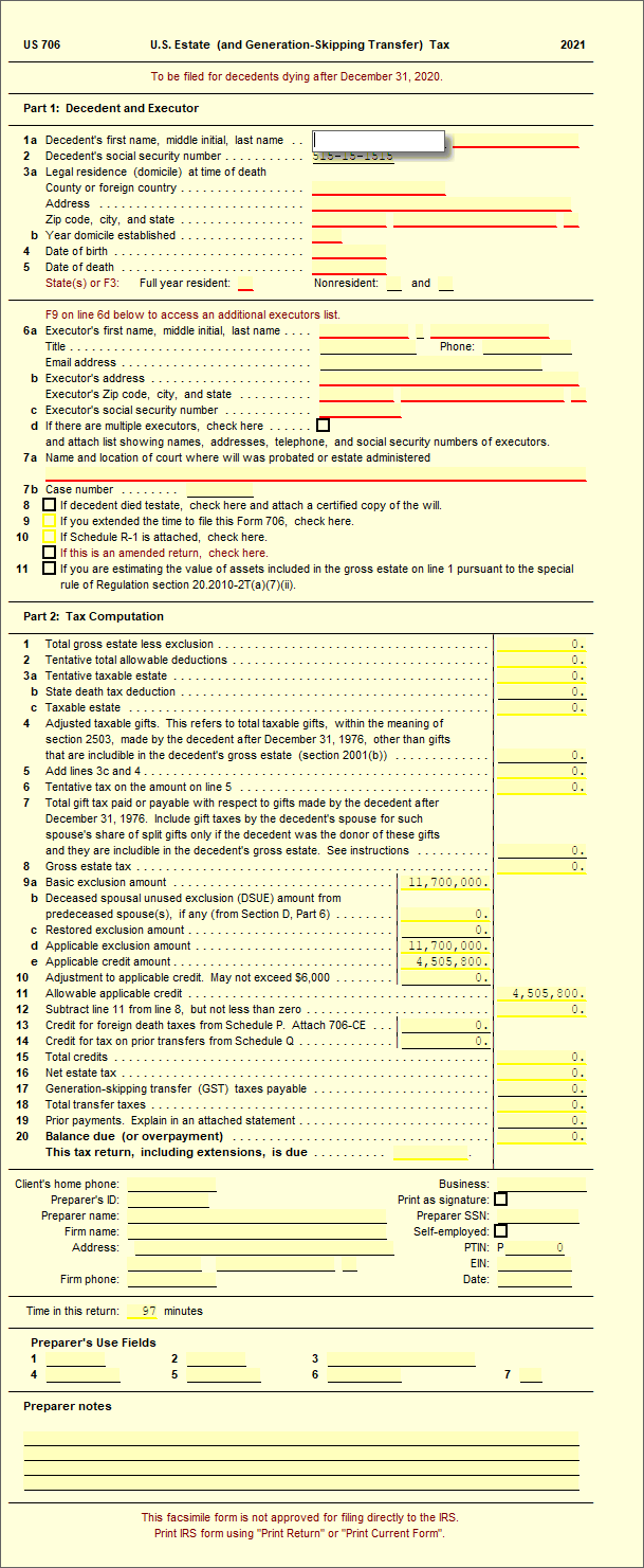 706 - Estate (Generation Skipping Transfer) Tax Return – UltimateTax ...