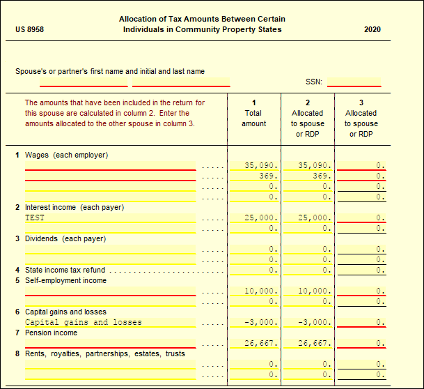 form 8958 allocation of tax amounts